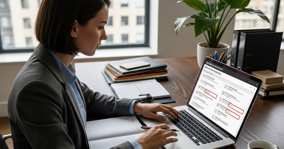 Business professional reviewing HR compliance documents