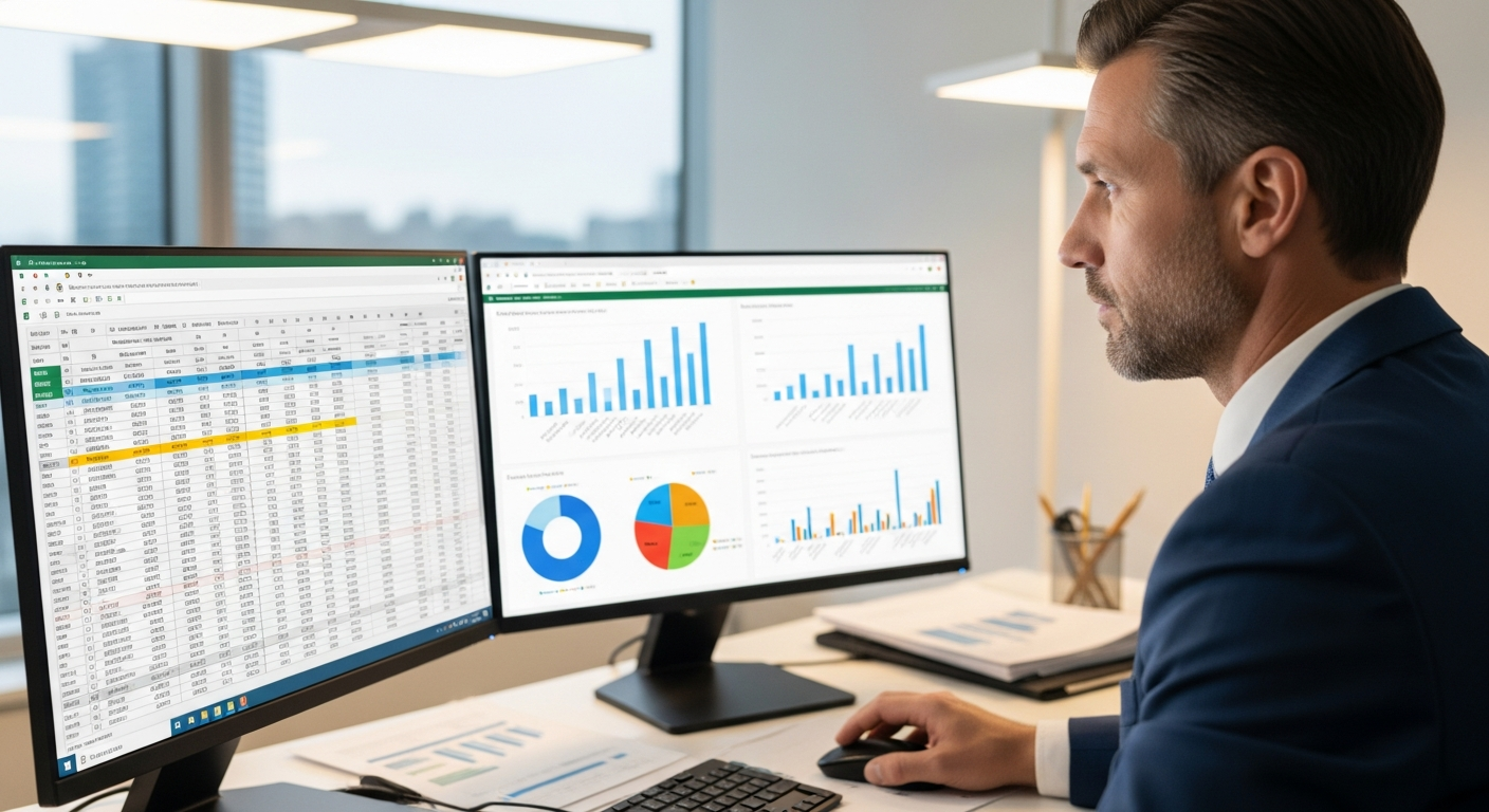 Business leader reviewing HR operational costs and time allocation