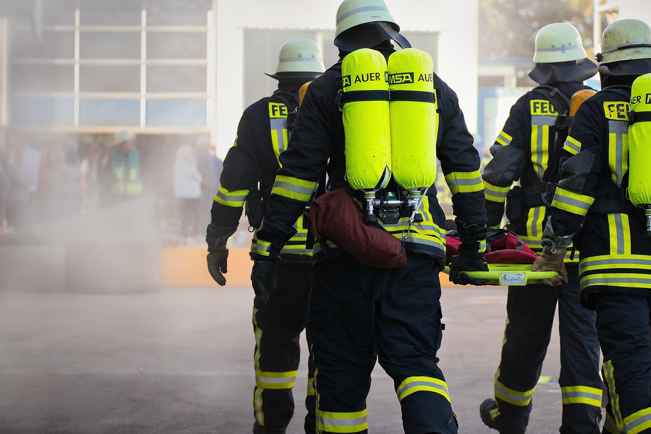 Workplace safety compliance equipment including protective gear in warehouse environment